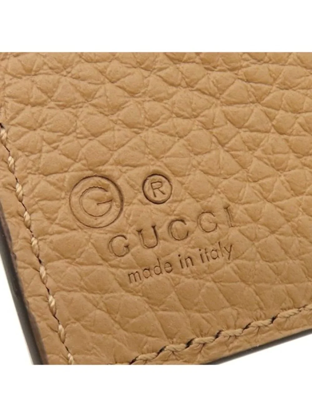 Gucci Bifold Wallet GG Marmont Calf Beige Vintage Compact